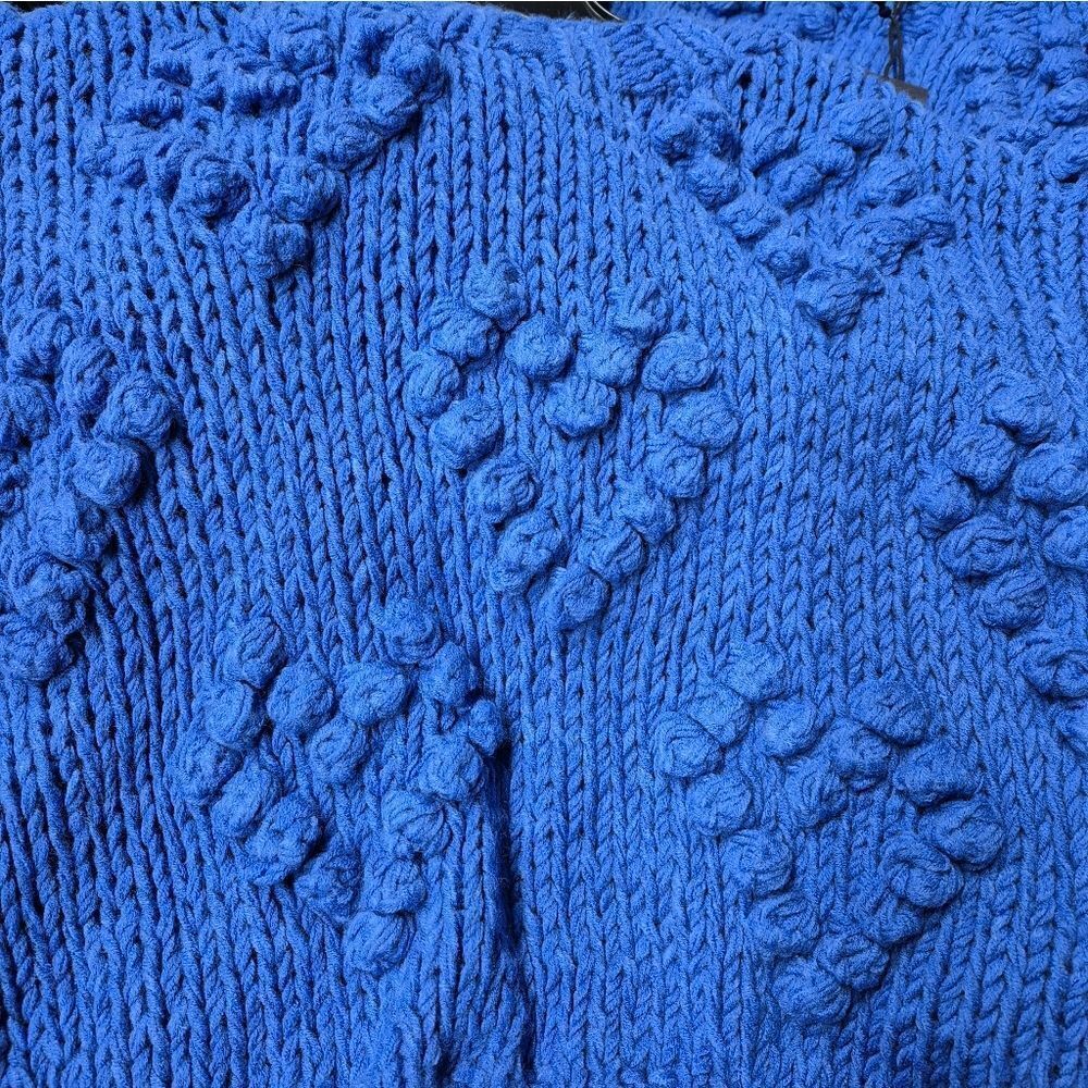 Racheal Blue Oversized Pompom Heart Sweater - NEW - Picture 6 of 7